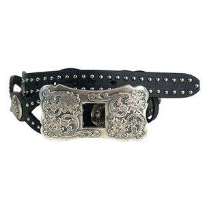 Olga Santini Black Belt with Silver Ring Buckle 36 main image 4